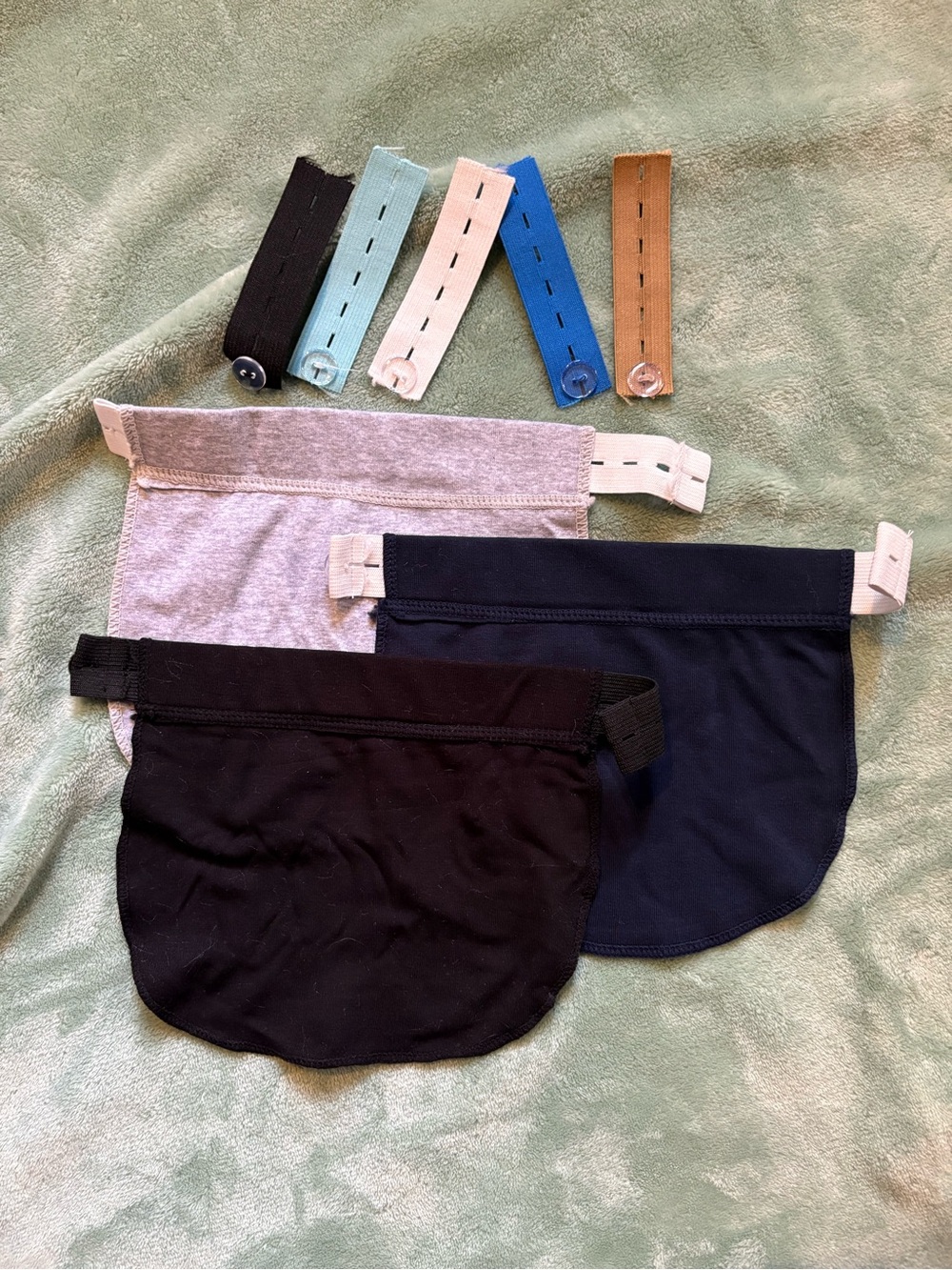 Adjustable Pregnancy Extender Set- Black, Navy, Light Gray with Color Tabs